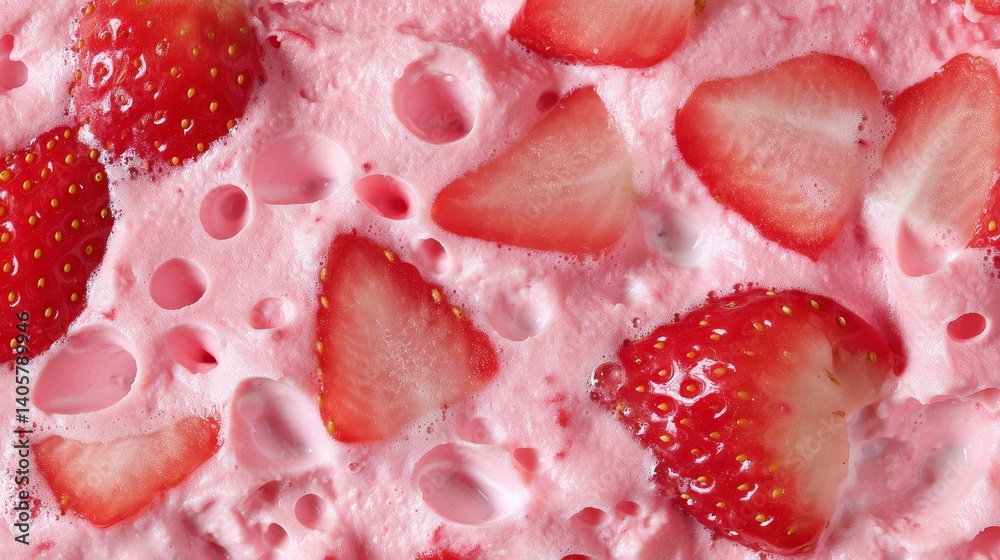 Strawberry yogurt close-up texture. Food background Strawberry yogurt close-up texture. Food background