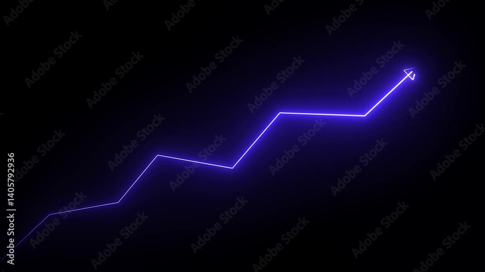 Neon business graph icon animation. Business chart growth concept.Successful, growth, Increased and trend neon line graph. Neon business graph icon animation. Business chart growth concept.Successful, growth, Increased and trend neon line graph.