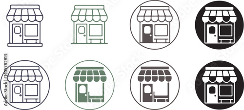  Set of 8 Storefront Icons in Various Color Designs