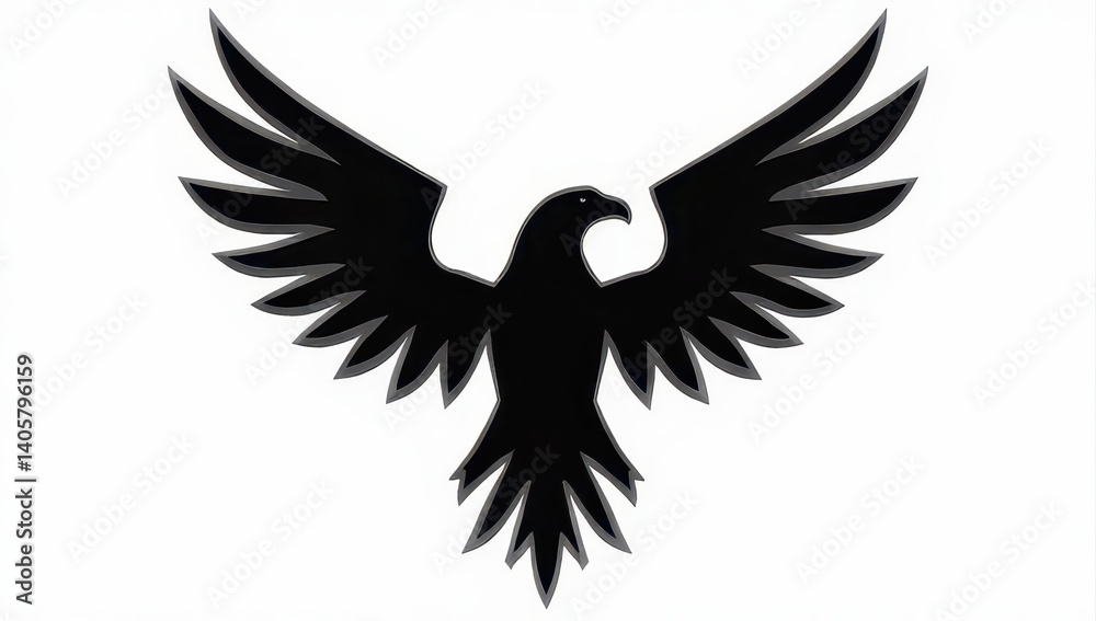 Obraz premium Black Eagle Silhouette with Spread Wings