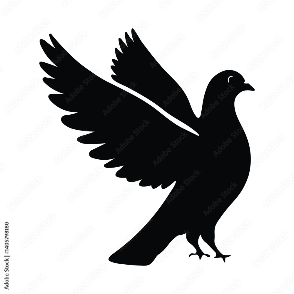 Obraz premium Pigeon graceful flight silhouette vector design. 