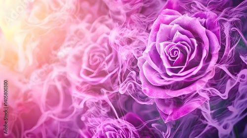 Close-Up of Beautiful Purple Roses with Soft Background and Gentle Light Effects