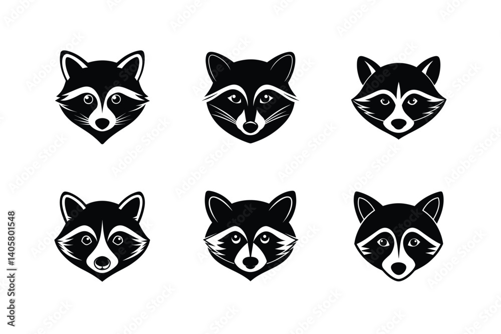 Fototapeta premium raccoon head mask pattern vector art silhouette
