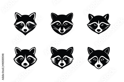 raccoon head mask pattern vector art silhouette