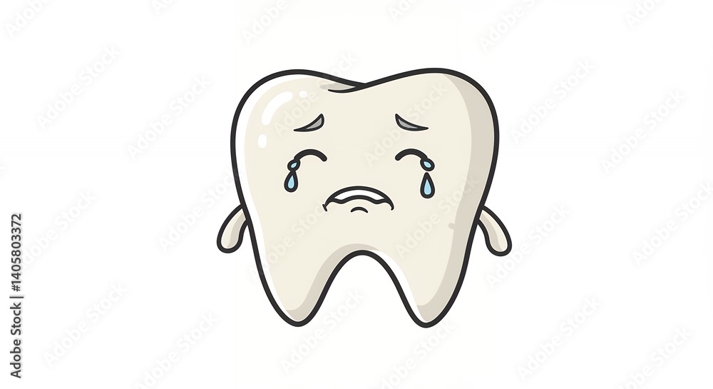 Cartoon tooth expressing sadness