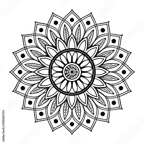 Circular pattern in the form of a mandala. Henna tattoo mandala. Mehndi style. Decorative pattern in oriental style. Coloring book page.