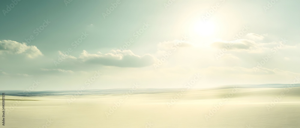 Fototapeta premium Serene desert expanse under a pale sky.