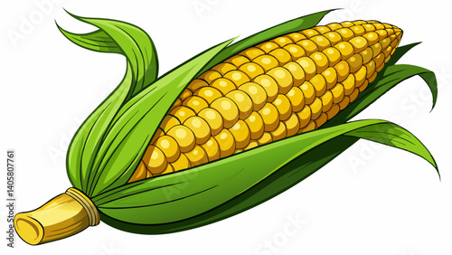 Single ear of corn isolated on white background