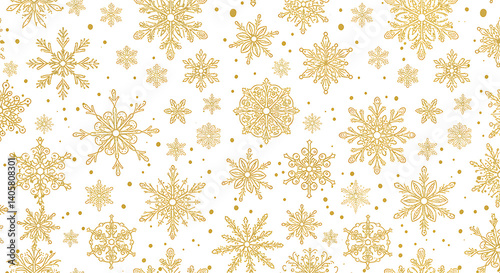 Wallpaper Mural Golden Snowflake Sparkle: Elegant Winter Pattern AI Generated Torontodigital.ca