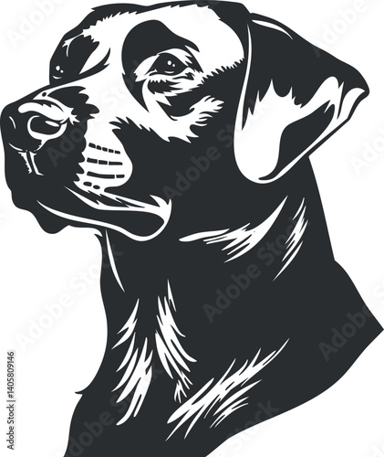 Illustration of a black dog silhouette showcasing the profile of a loyal canine pet.