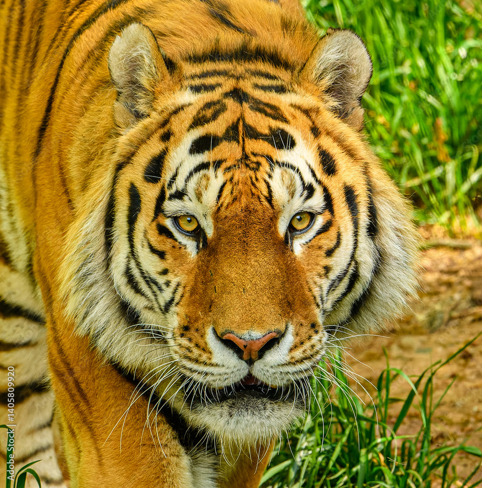 Fototapeta premium Amur or Siberian tiger (Panthera tigris altaica)