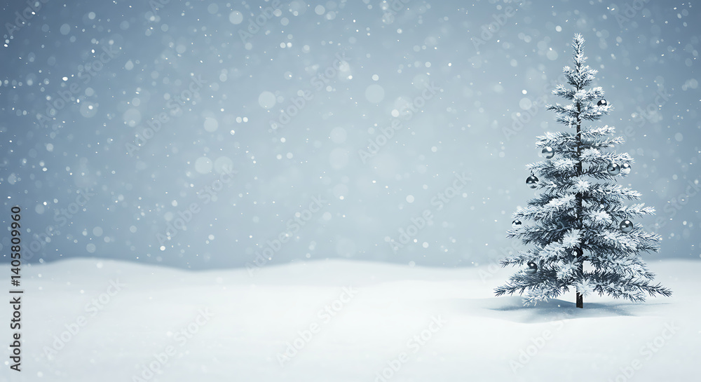 Winter Solitude: Snowy Tree 3D Render AI Generated Winter Solitude: Snowy Tree 3D Render AI Generated