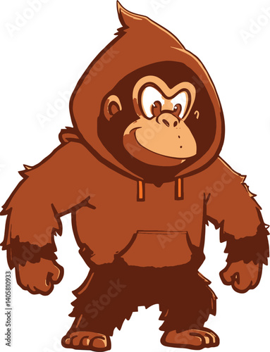 High-Definition Cartoon Gorilla Character with Confident and Friendly Stance