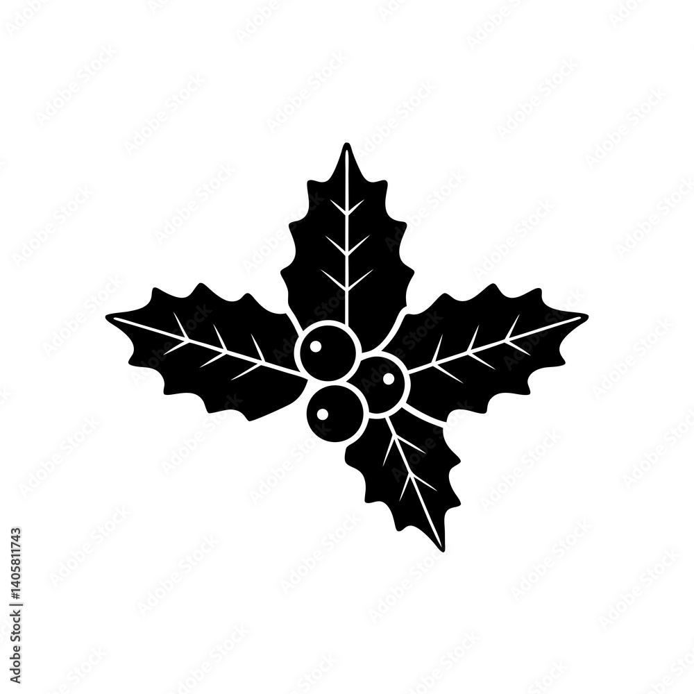 Fototapeta premium creative details Holly Leaves Icon Vector Illustration