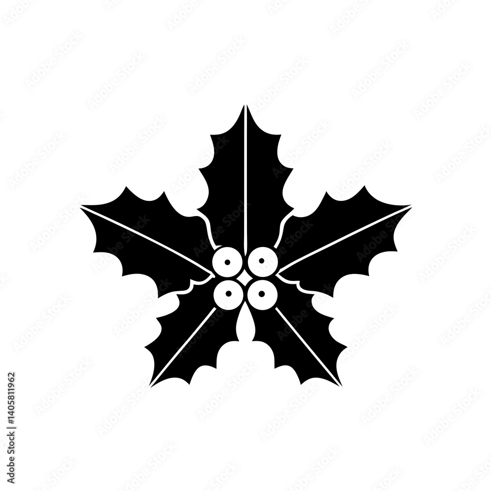 Fototapeta premium creative details Holly Leaves Icon Vector Illustration
