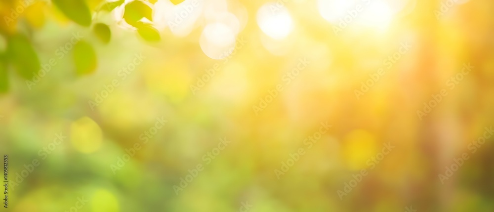 Obraz premium Soft focus view of sunlit leaves and branches