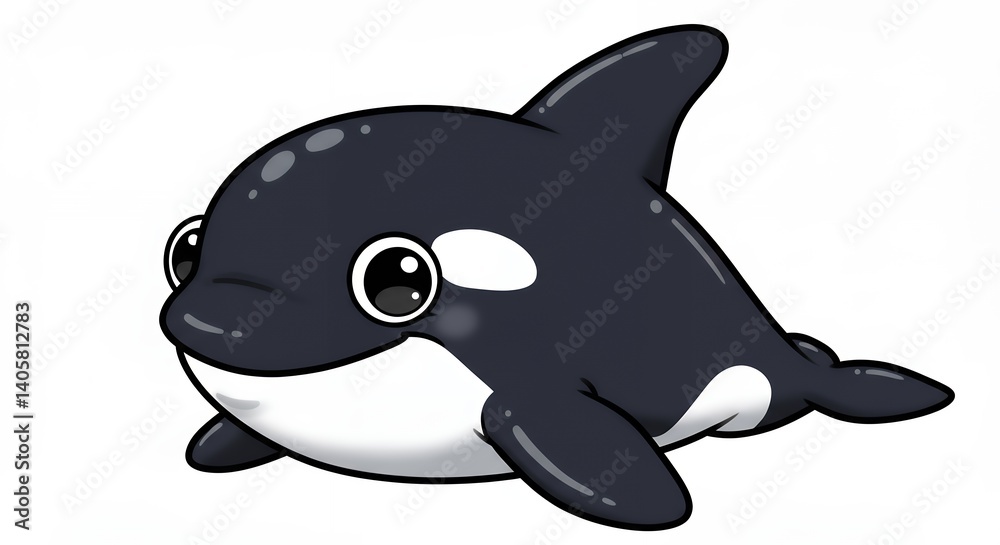 Obraz premium Cute cartoon baby orca illustration