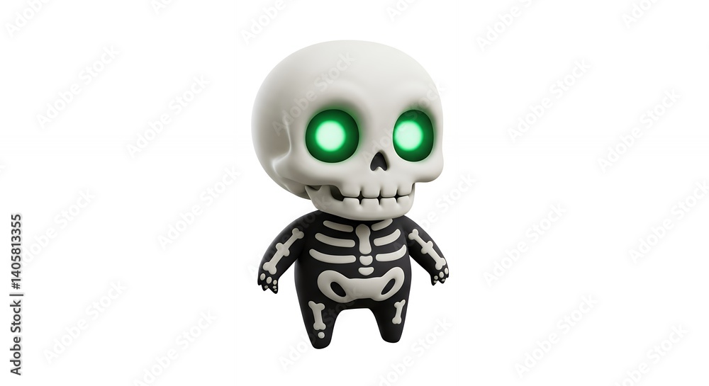 Cute cartoon skeleton figure glowing eyes Cute cartoon skeleton figure glowing eyes