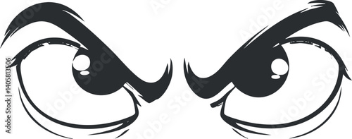 Stylized black and white illustration of intense eyes conveying emotion and expression.