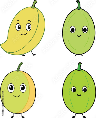 Cute crenshaw melon cartoon vector