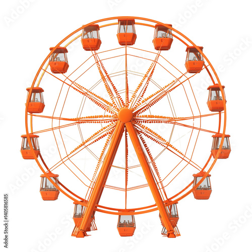 Orange Ferris wheel isolated on transparent background