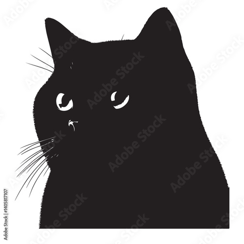 British shorthair cat silhouette vector art.