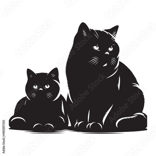 British shorthair cat silhouette vector art.