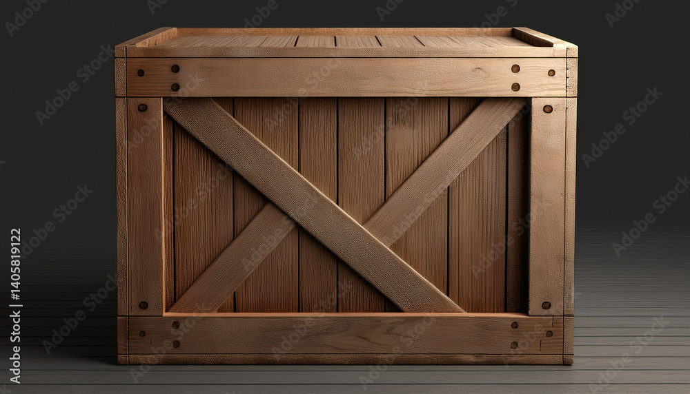 3d rendering of a wooden crate s front view with a cargo box texture 3d rendering of a wooden crate s front view with a cargo box texture