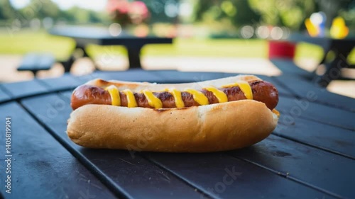hot dog on the grill