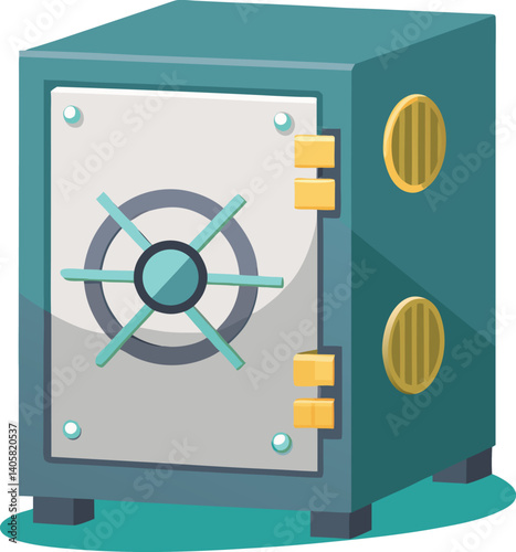 Cartoon Safe locker Vector Illustration Strongbox, Security, Money, Finance, Protection Graphic