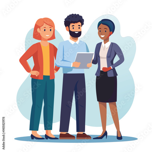 three-diverse-business-partners-standing-and-discus vector image  on white background