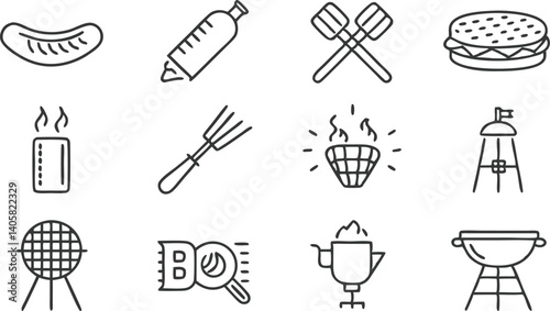 BBQ Grill Utensils Sausage, Burger, Spatula, Grill Basket