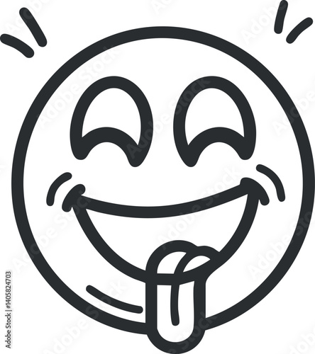 A cheerful smiling emoji with a tongue out, expressing happiness and playfulness.