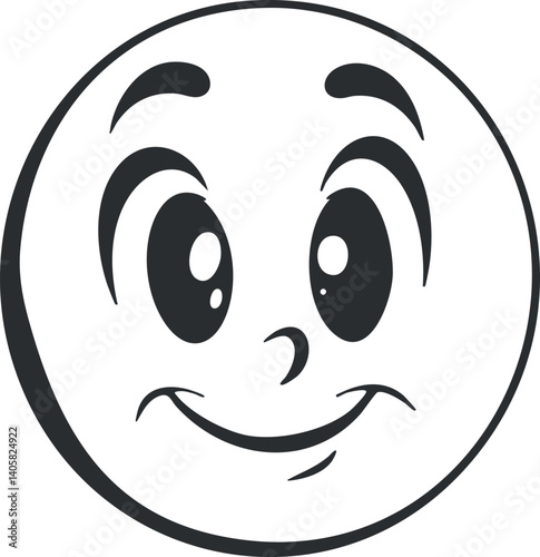 A cheerful cartoon smiley face conveying happiness and positivity with big expressive eyes.