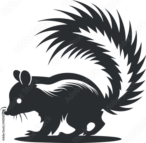 A playful silhouette of a squirrel with a bushy tail in a natural setting.