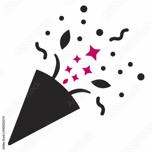 Silhouette of confetti explosion from a party popper