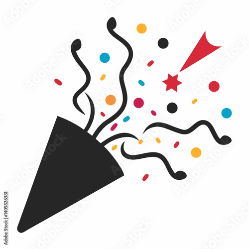Silhouette of confetti explosion from a party popper