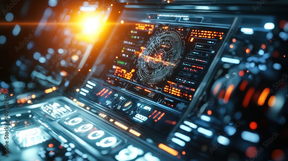 Fototapeta premium Futuristic Tech Interface: Spaceship Control Panel