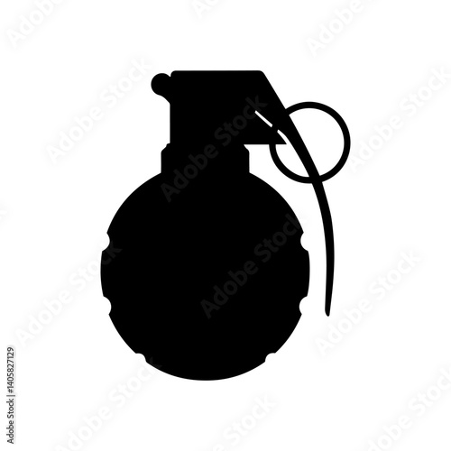Black silhouette grenade vector flat illustration design.