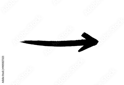 Bold Black Arrow on White Background with Hand-Drawn Texture and Dynamic Style