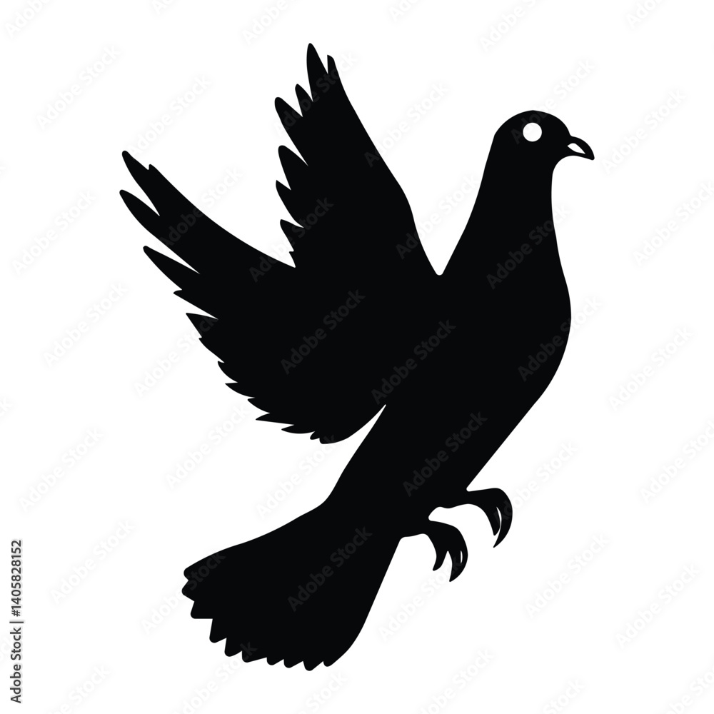 Fototapeta premium Pigeon graceful flight silhouette vector design. 