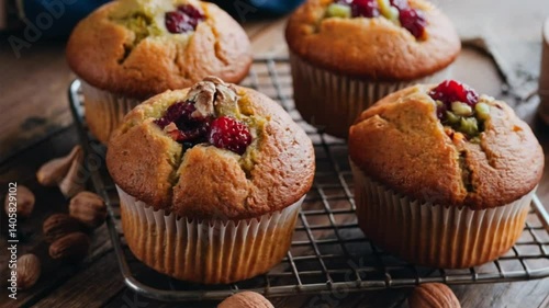 muffins with chocolate and nuts