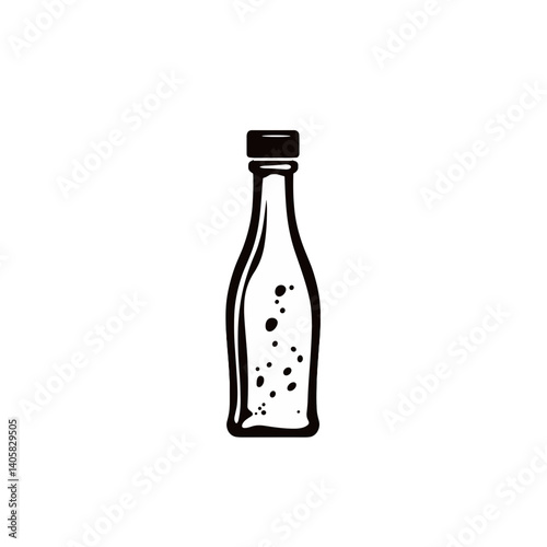 Soda bottle icon in black and white minimalist style