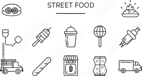 Street Food Icons Diverse Culinary Delights, Truck Delivery