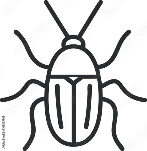 Simple line illustration of a beetle insect on a white background.