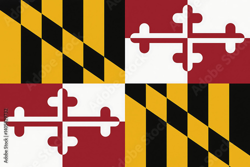 Maryland State Flag:  Quartered Design with Cross and Diagonal Stripes