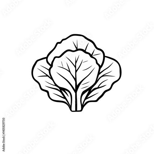 Simple line art icon of three lettuce leaves