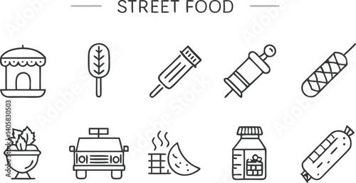 Street Food Icons Vendors, Treats, and Savory Snacks