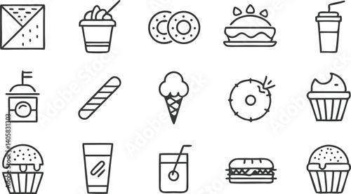 Fast Food Icons Drinks, Desserts, and Sandwiches