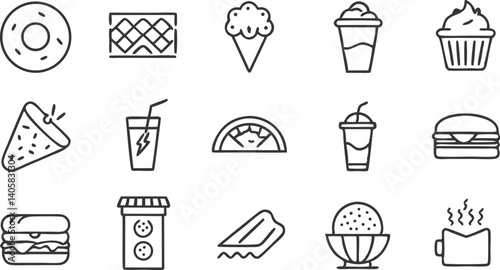 Sweet Treats, Savory Bites Fast Food Icons Collection